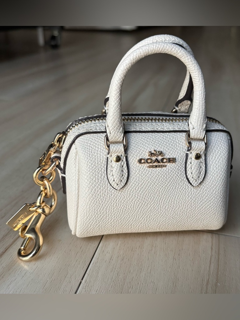 Authentic COACH Mini Rowan Satchel Leather Bag Charm Gold Hardware - OS - NWOT
